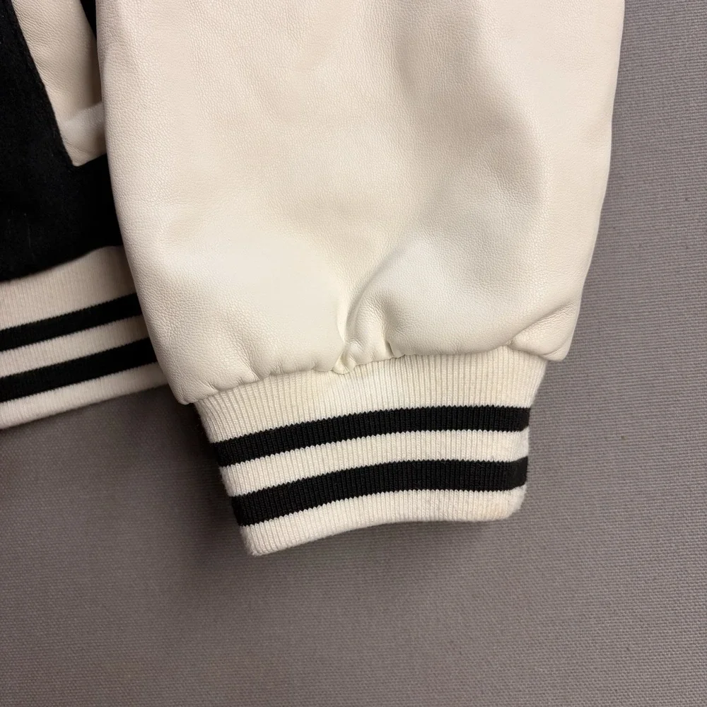 Justice Peanuts Snoopy Varsity Jacket Girls XL 16/18 Black White Abbey Road